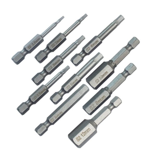 跨境10件套六角批头100mm/50mm长度六角柄内六角批头S2磁性批头 - 图片 2