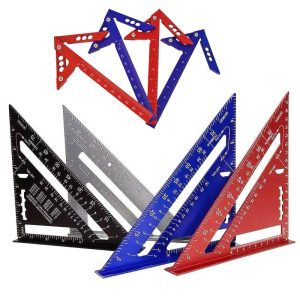 芸贝木工三角尺铝合金木工直角尺7inch英/公制90度角尺